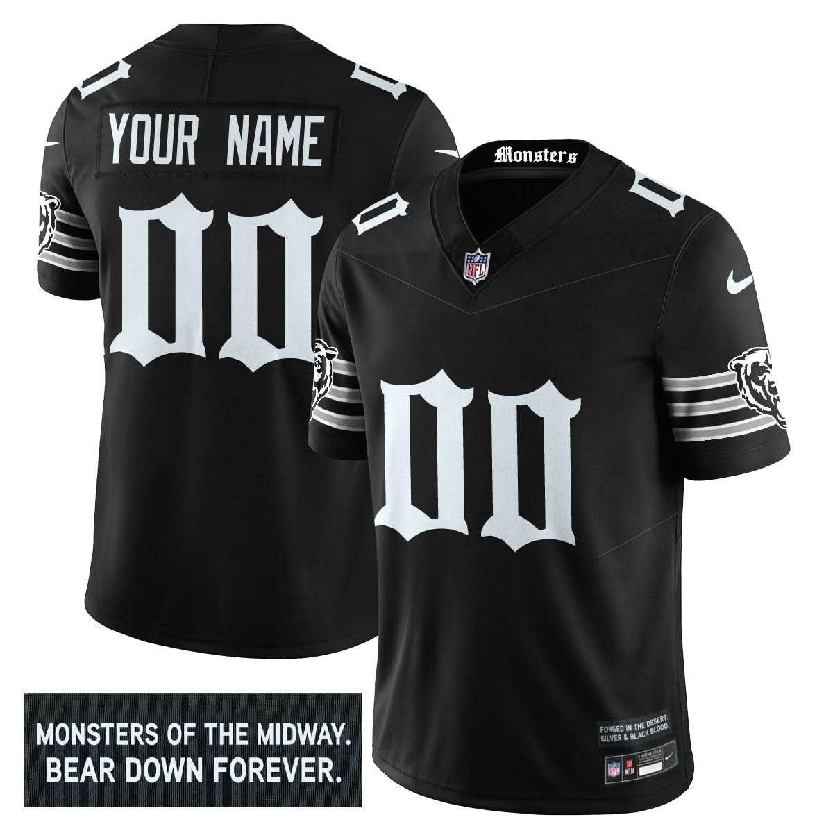 Chicago Bears 'Gothic Monsters Edition' Vapor Limited Custom Jersey - All Stitched - image 2