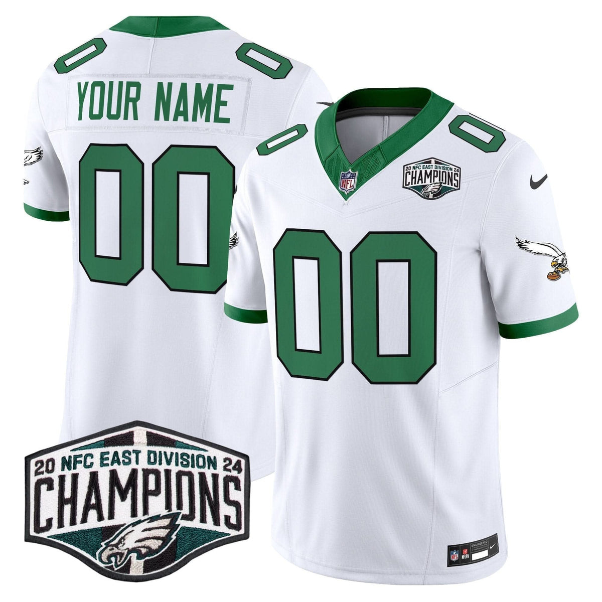 Philadelphia Eagles Kelly Green 2024 NFC East Division Champions Vapor Limited Custom Jersey V2 - All Stitched - image 1