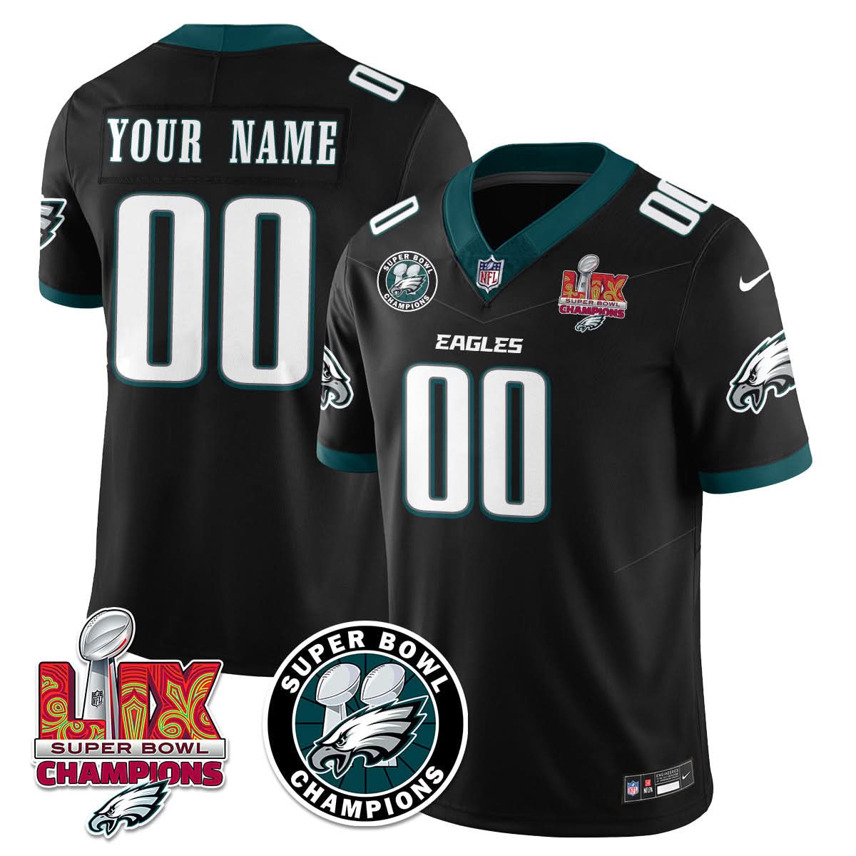 Philadelphia Eagles Super Bowl LIX Champions Custom Jersey - All Stitched - image 3