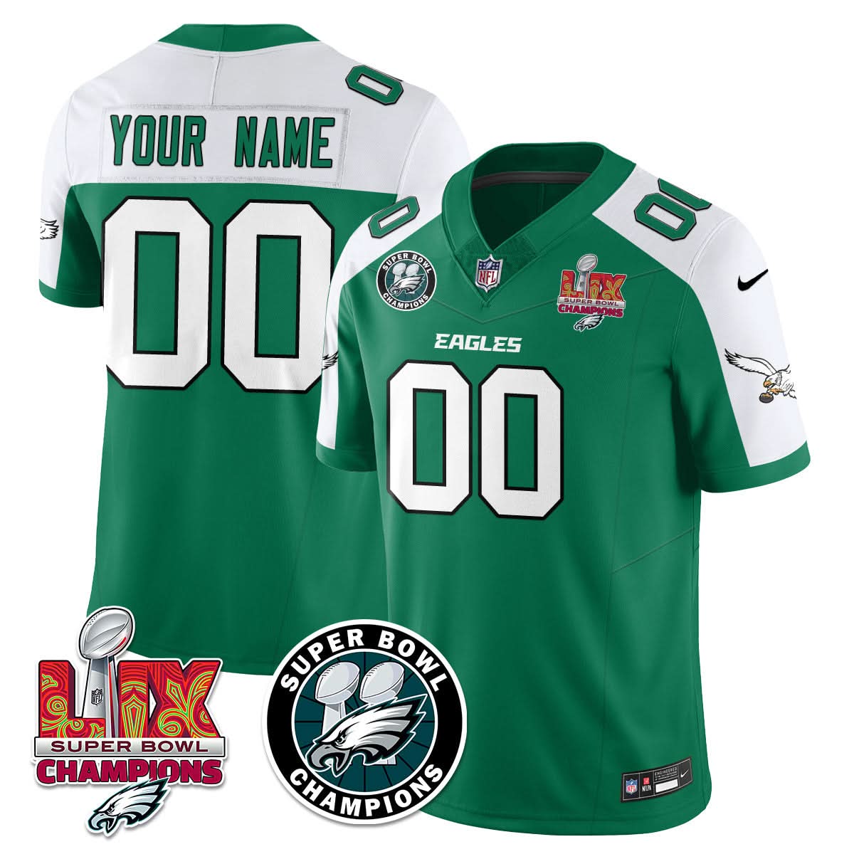 Philadelphia Eagles Super Bowl LIX Champions Custom Jersey - All Stitched - image 2