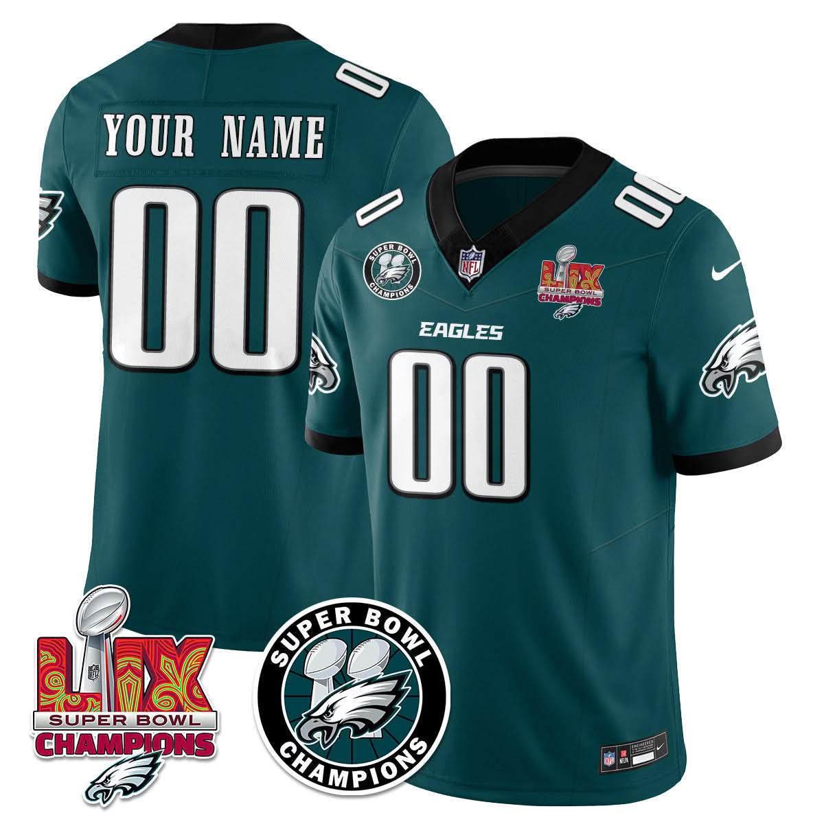 Philadelphia Eagles Super Bowl LIX Champions Custom Jersey - All Stitched - image 4