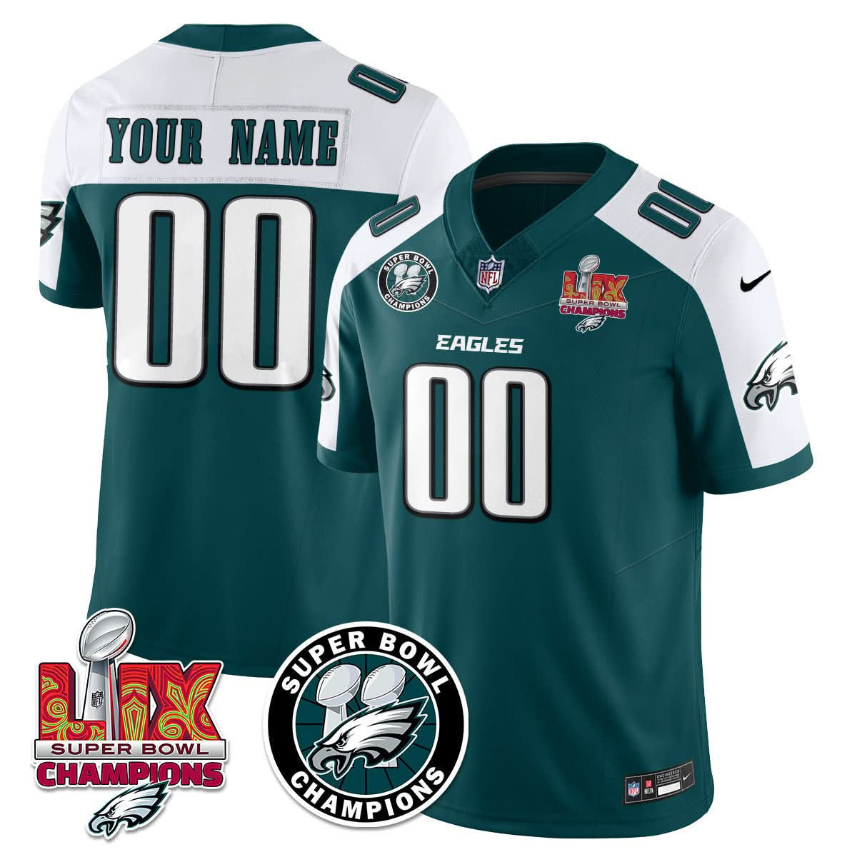 Philadelphia Eagles Super Bowl LIX Champions Custom Jersey - All Stitched - image 1