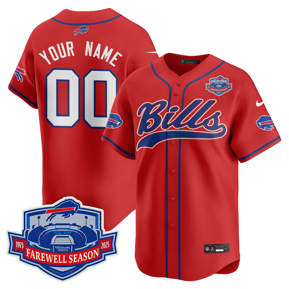 Buffalo Bills 2025 Baseball Custom Jersey All Stitched - Farewell to Highmark Stadium - image 2