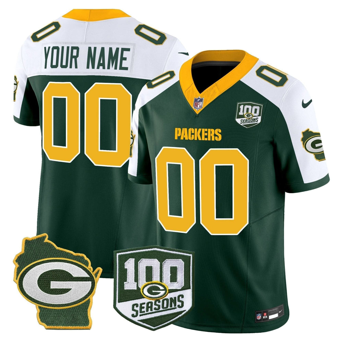 Packers 100th Season & Home Patch Vapor Limited Custom Jersey - All Stitched - image 2