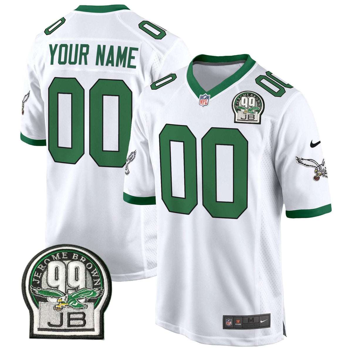 Eagles Jerome Brown Patch Kelly Green Game Custom Jersey - All Stitched - image 4