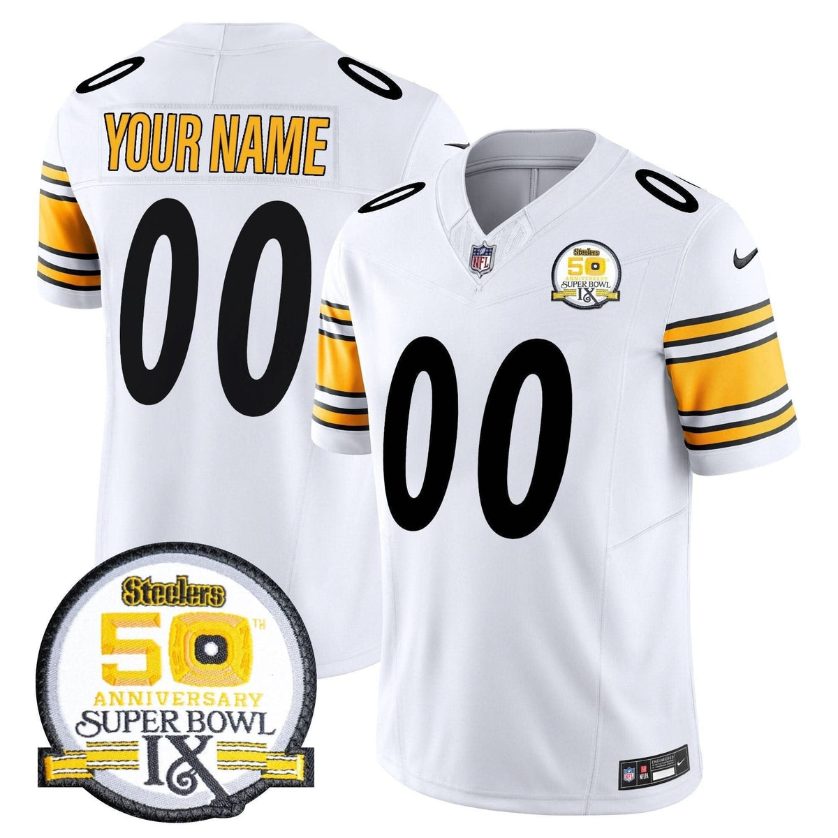Steelers 50th Anniversary Of Super Bowl IX Patch Vapor Limited Custom Jersey - All Stitched - image 4