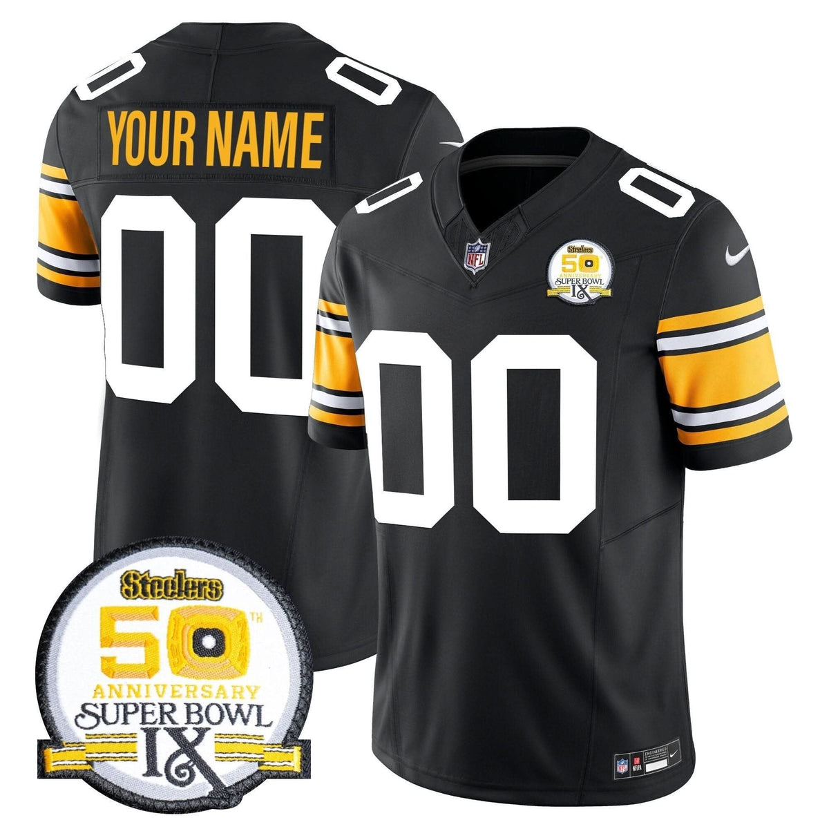 Steelers 50th Anniversary Of Super Bowl IX Patch Vapor Limited Custom Jersey - All Stitched - image 1