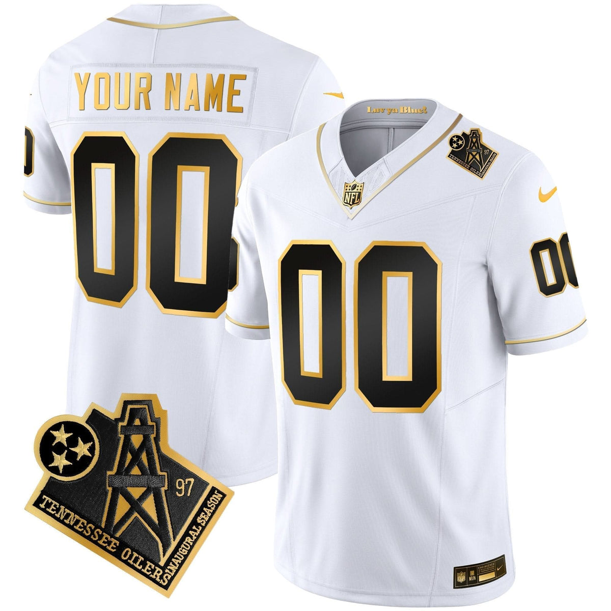 Titans 1997 Throwback Gold Vapor Custom Jersey - All Stitched - image 4