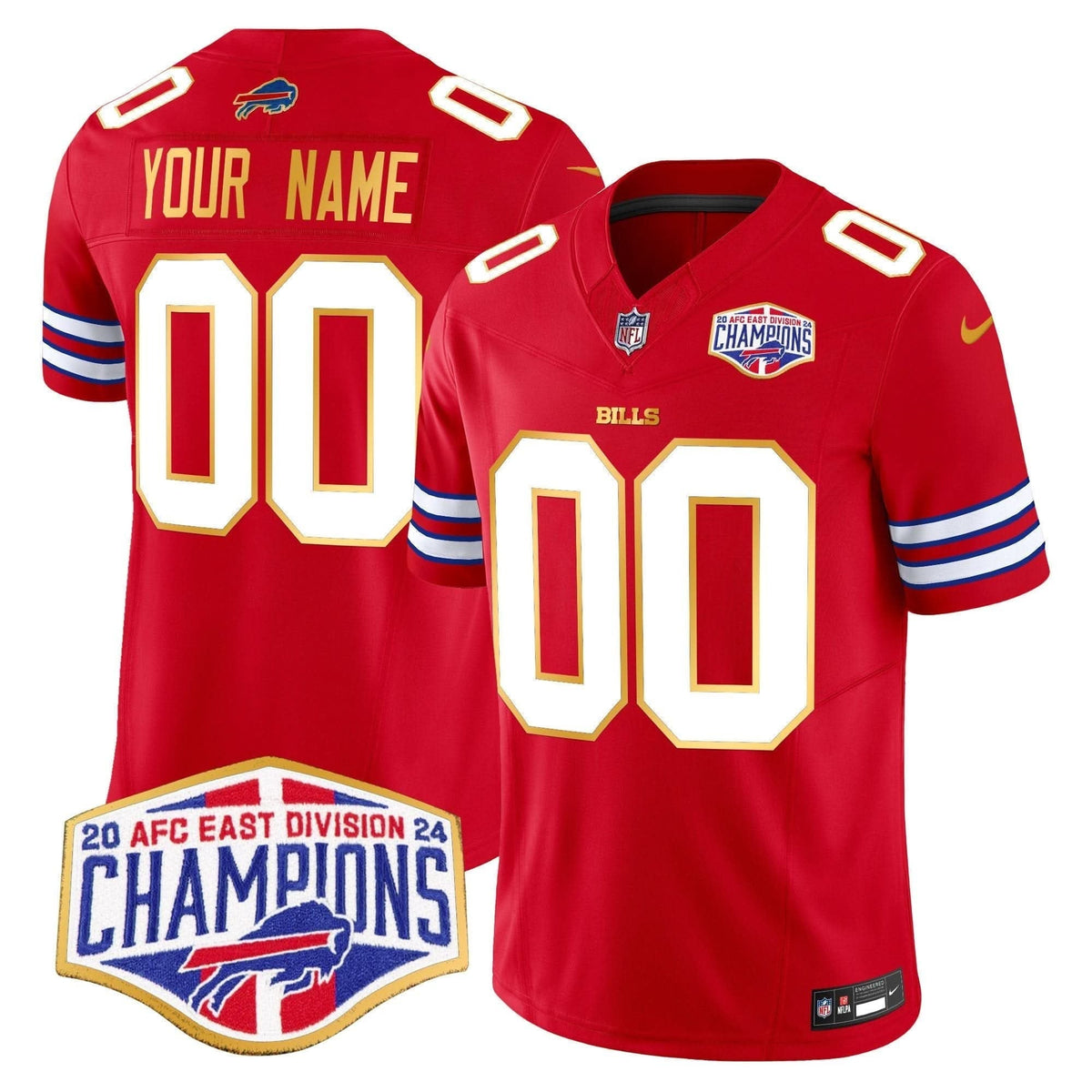 Bills 2024 AFC East Division Champions Gold Trim Vapor Limited Custom Jersey - All Stitched - image 2
