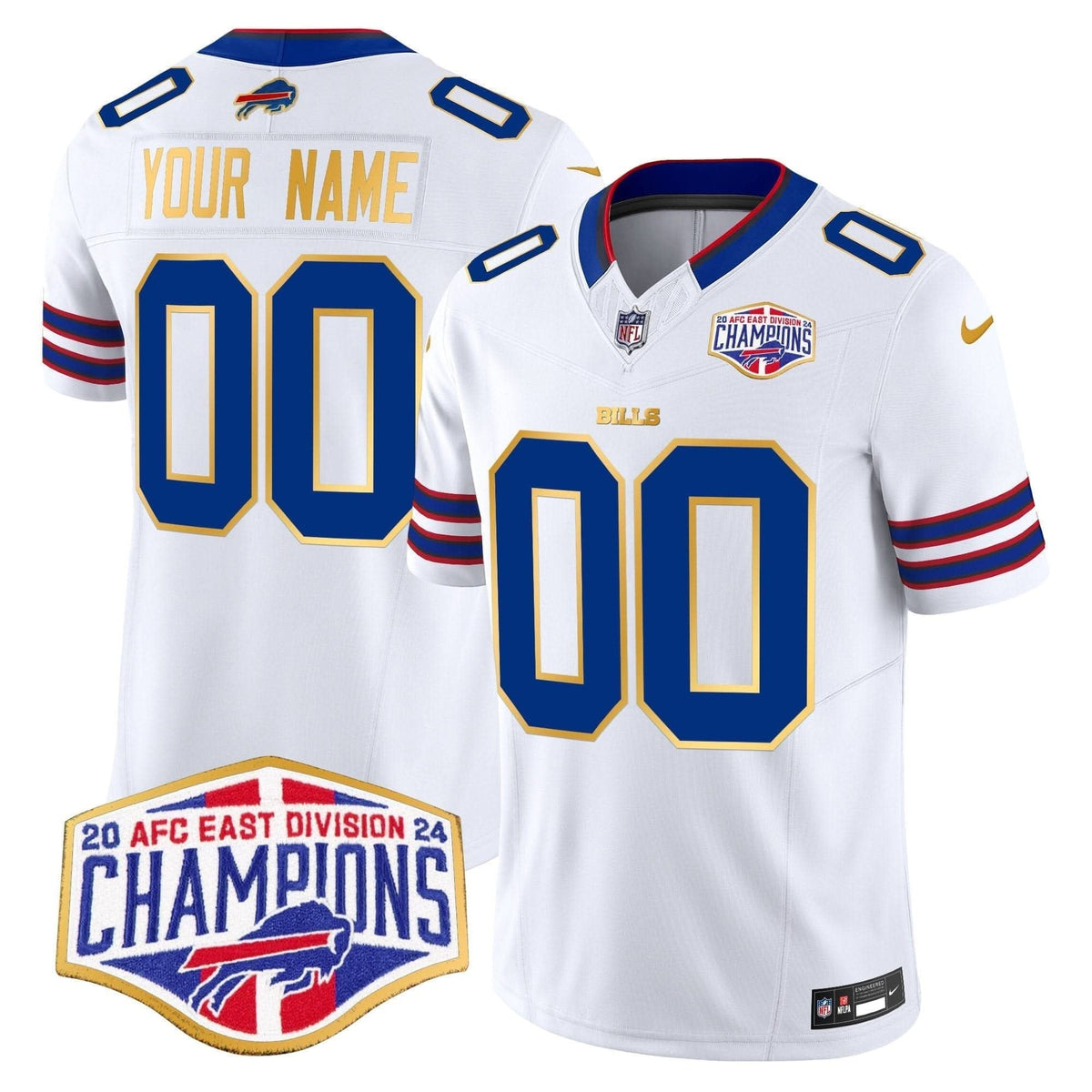 Bills 2024 AFC East Division Champions Gold Trim Vapor Limited Custom Jersey - All Stitched - image 3
