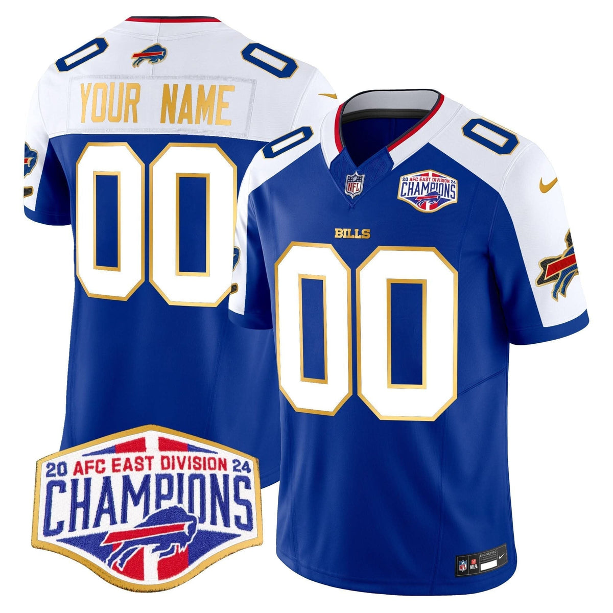 Bills 2024 AFC East Division Champions Gold Trim Vapor Limited Custom Jersey - All Stitched - image 5