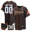 Browns #32 Jim Brown Memorial & Home Patch Baseball Custom Jersey V2 - All Stitched - image 1