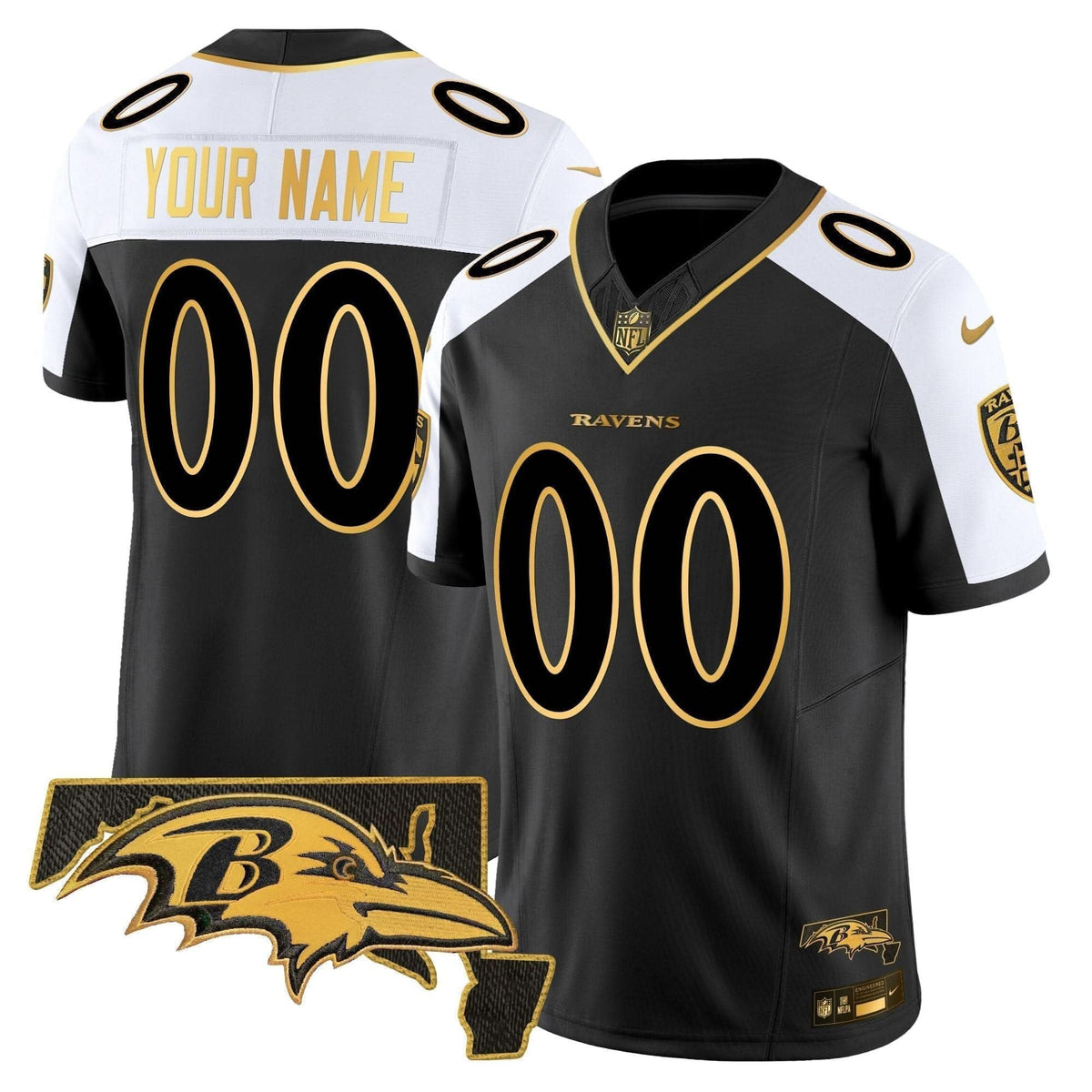 Ravens 2024 Gold Vapor Limited Custom Jersey - All Stitched - image 1