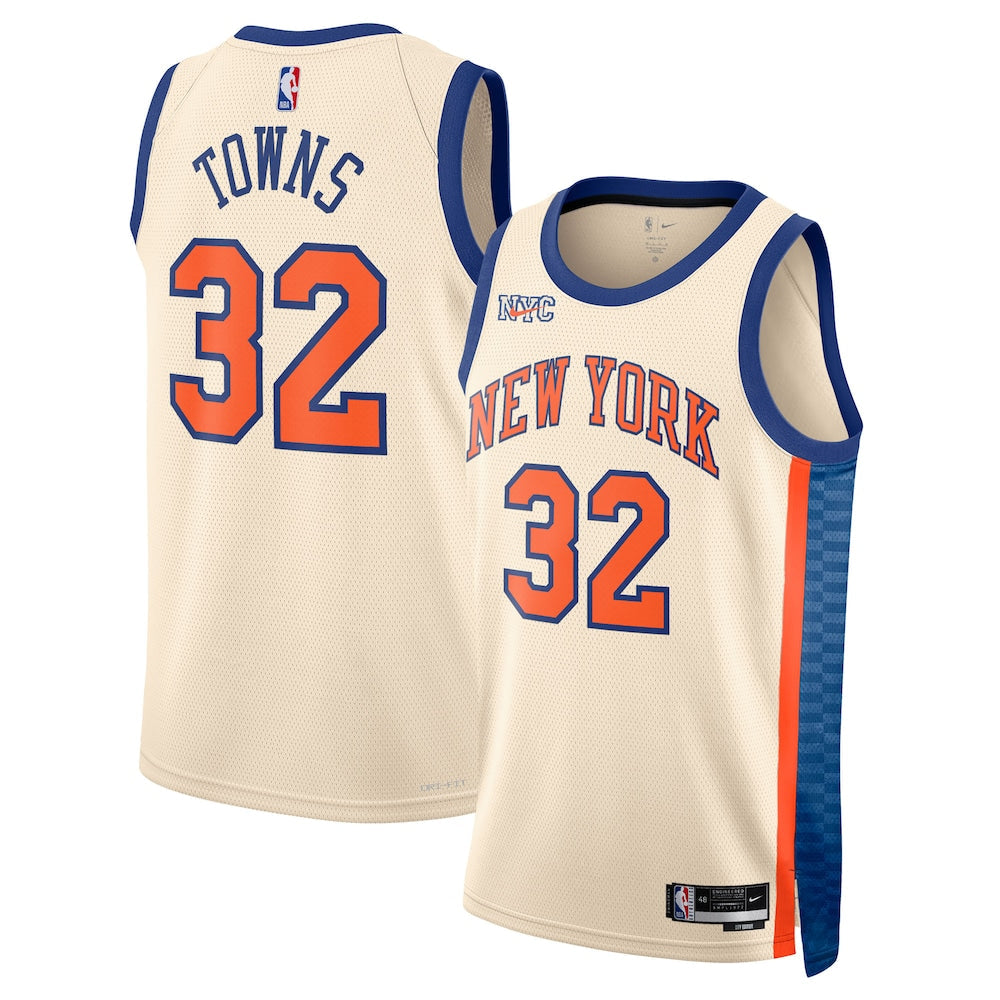 New York Knicks 202526 City Edition Swingman Jersey White Karl Anthony Towns Unisex | RTJ13361 - image 1