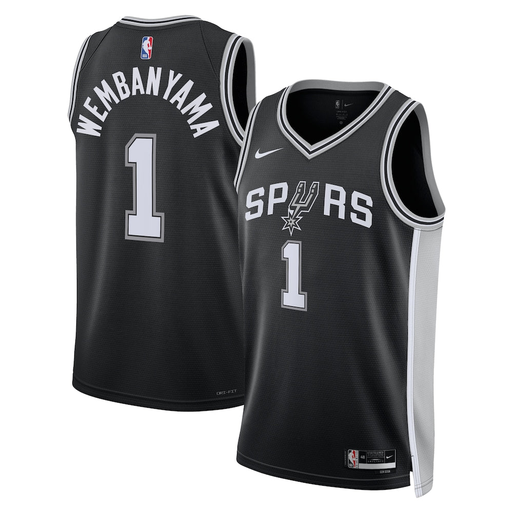 San Antonio Spurs Icon Edition Swingman Jersey Black Victor Wembanyama Unisex | RTJ13357 - image 1