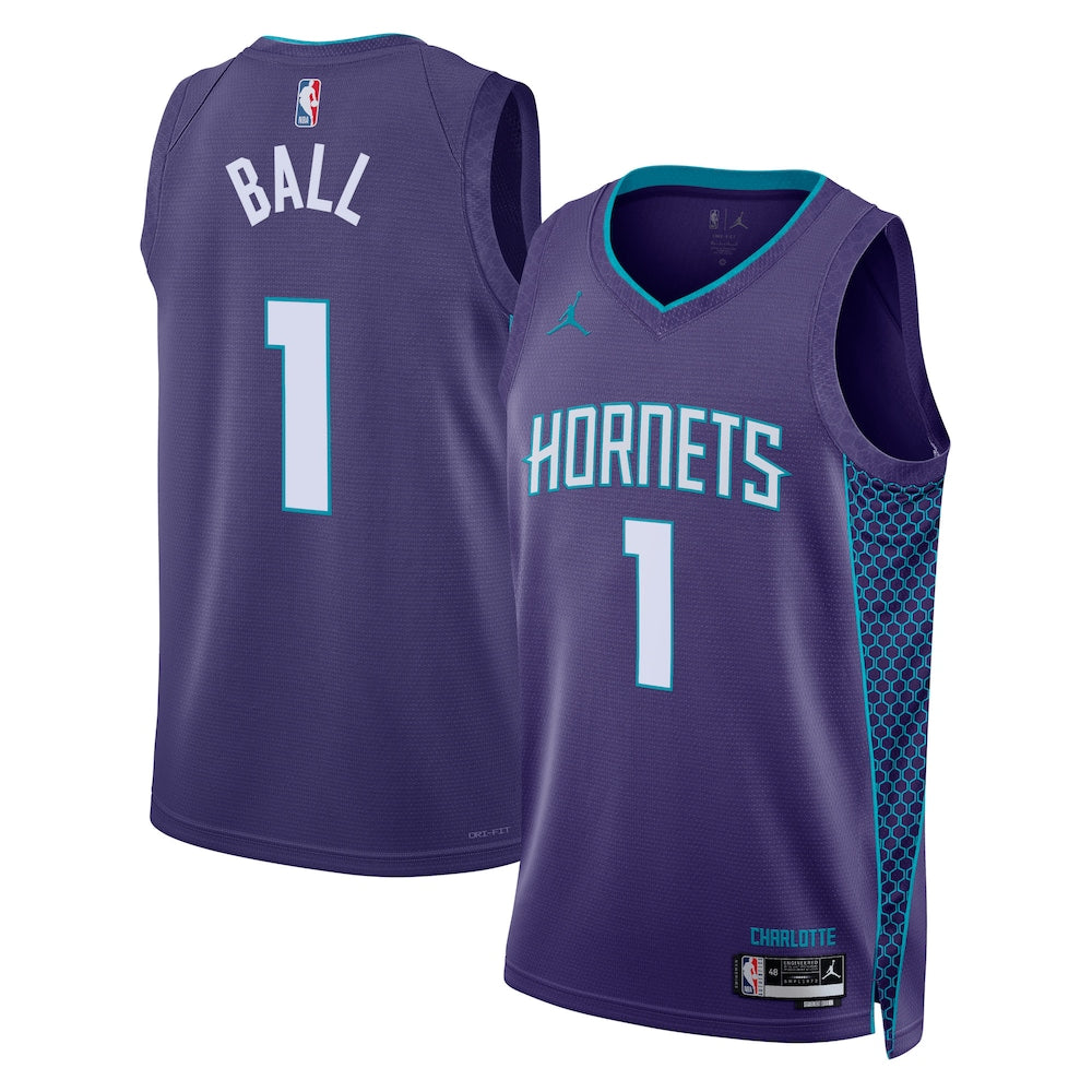 Charlotte Hornets Jordan Brand Statement Edition Swingman Jersey Purple Lamelo Ball Unisex | RTJ13349 - image 1