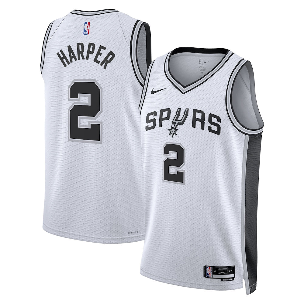 San Antonio Spurs Association Edition Swingman Jersey Nba 2025 First Round Draft Pick White Dylan Harper Unisex | RTJ13260 - image 1