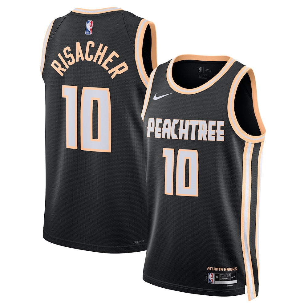 Atlanta Hawks 202526 City Edition Swingman Jersey Black Zaccharie Risacher Unisex | RTJ13256 - image 1