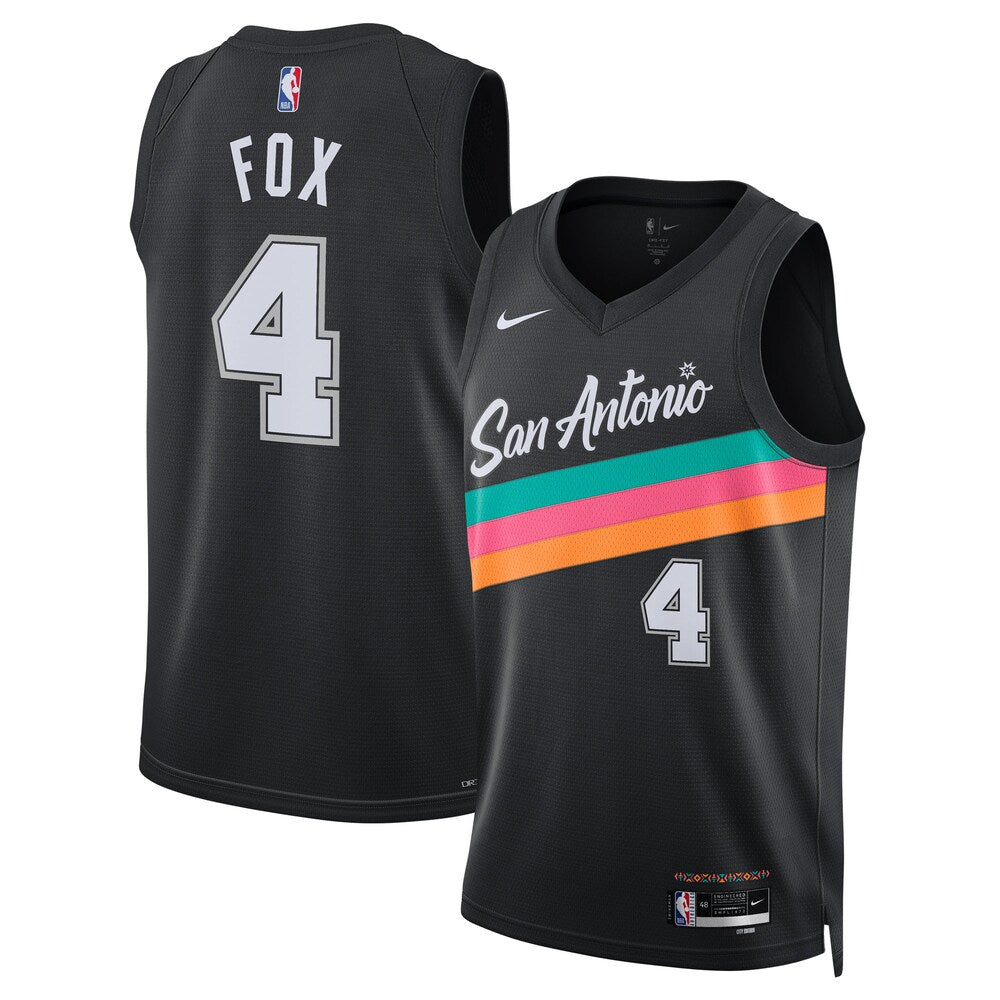 San Antonio Spurs 202526 City Edition Swingman Jersey Black Deaaron Fox Unisex | RTJ13175 - image 1