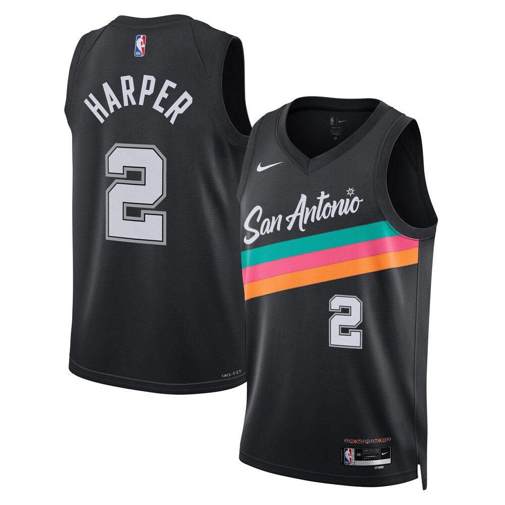 San Antonio Spurs 202526 City Edition Swingman Jersey Black Dylan Harper Unisex | RTJ13130 - image 1