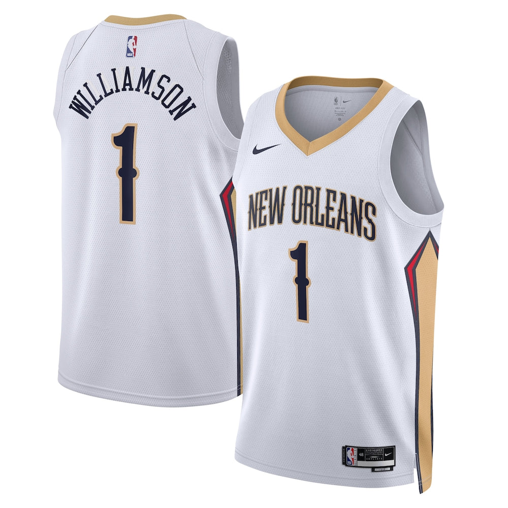 New Orleans Pelicans Association Edition Swingman Jersey White Zion Williamson Unisex | RTJ13061 - image 1