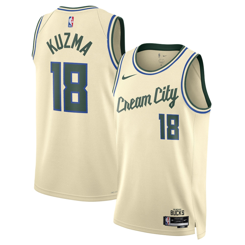 Milwaukee Bucks 202526 City Edition Swingman Jersey Cream Kyle Kuzma Unisex | RTJ13028 - image 1