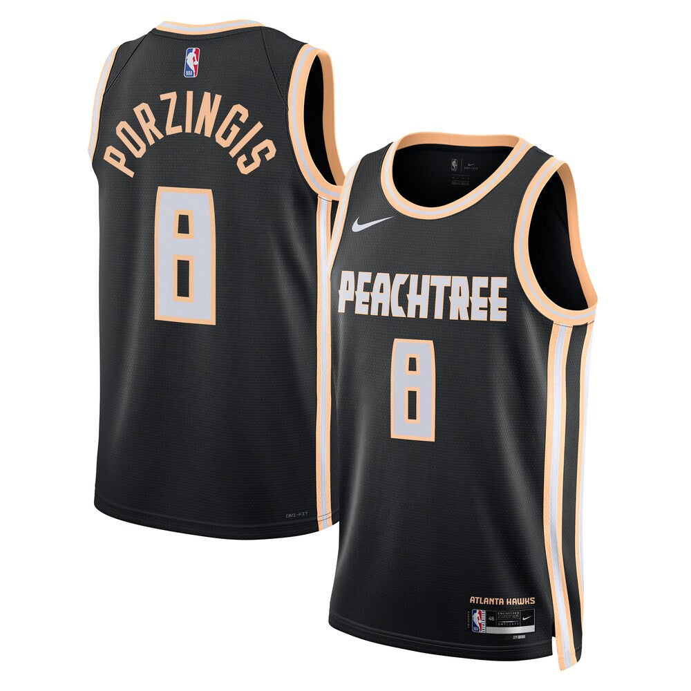 Atlanta Hawks 2025-26 City Edition Swingman Jersey Black Kristaps Porzingis Unisex | Stitched Jersey RTJS 12135 - image 1