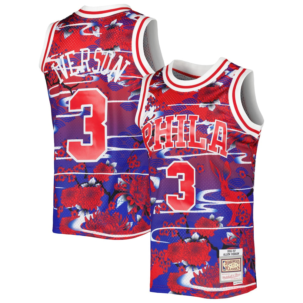 Allen Iverson Red Philadelphia 76Ers 199697 Hardwood Classics Lunar New Year Swingman Jersey | Stitched Jersey RTJS 12068 - image 1