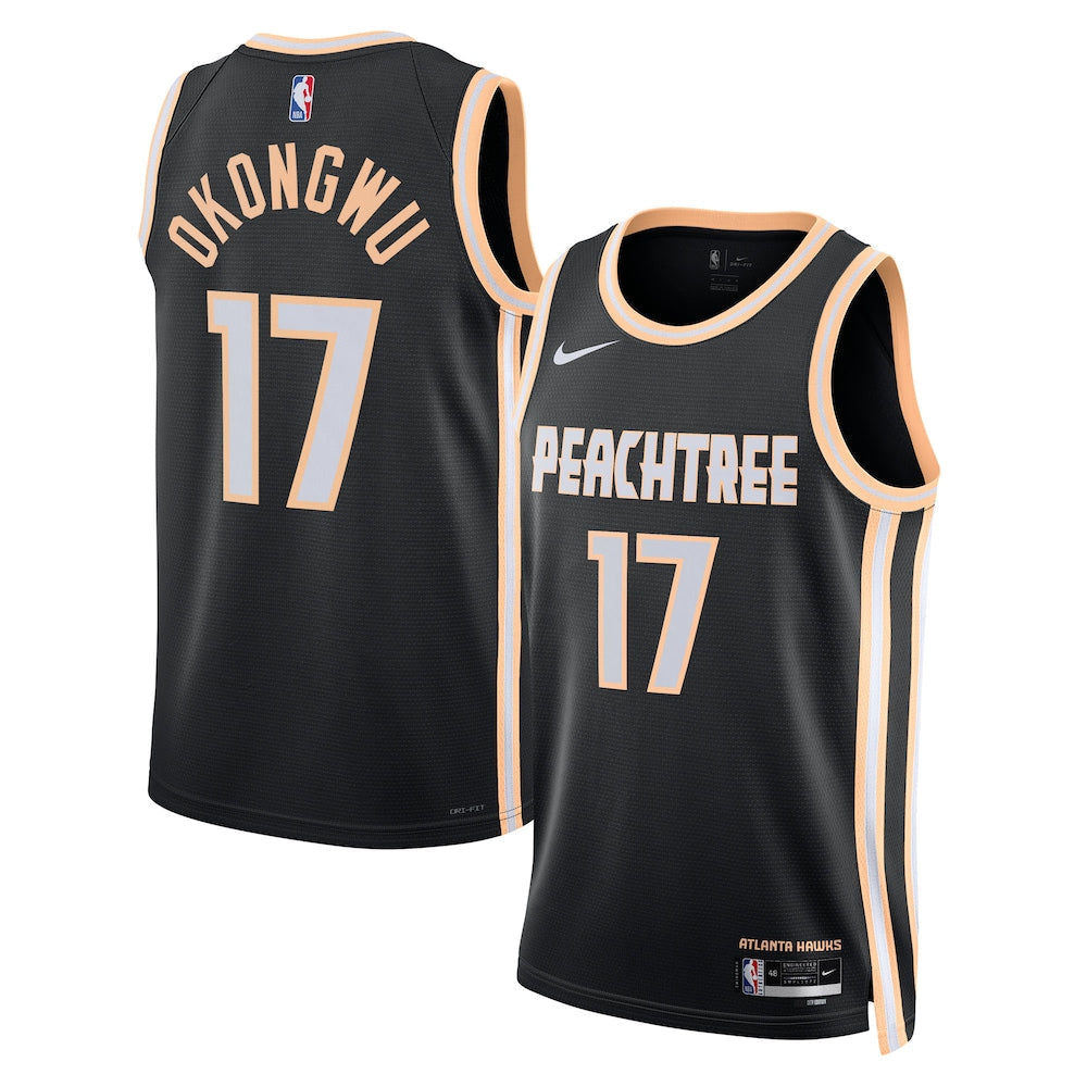 Atlanta Hawks 2025-26 City Edition Swingman Jersey Black Onyeka Okongwu Unisex | Stitched Jersey RTJS 12024 - image 1