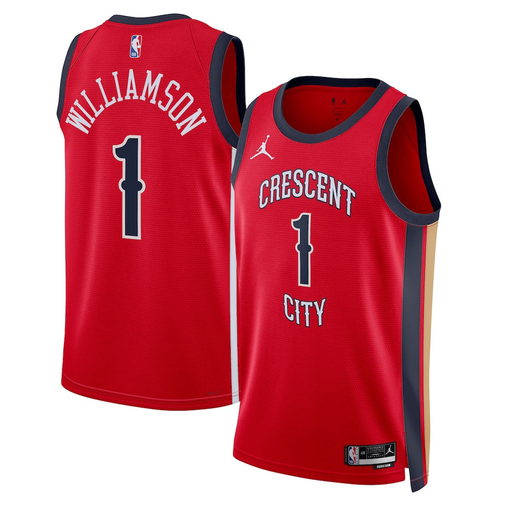 New Orleans Pelicans Jordan Brand Statement Edition Swingman Jersey Red Zion Williamson Unisex | Stitched Jersey RTJS 12014 - image 1