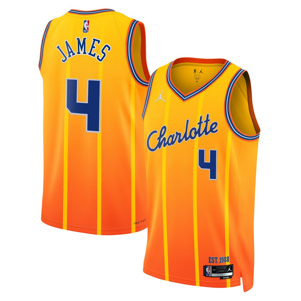 Charlotte Hornets Jordan Brand 2025-26 City Edition Swingman Jersey Gold Sion James Unisex | Stitched Jersey RTJS 12004 - image 1