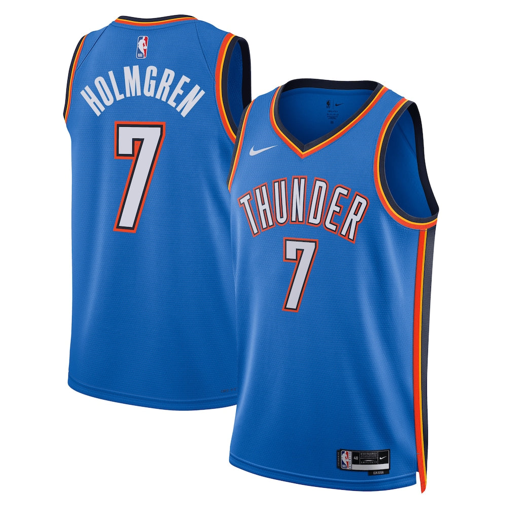 Oklahoma City Thunder Icon Edition Swingman Jersey Blue Chet Holmgren Unisex | Stitched Jersey RTJS 11991 - image 1