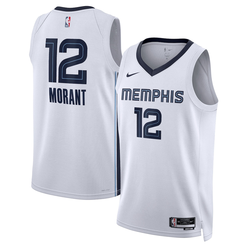 Memphis Grizzlies Association Edition Swingman Jersey White Ja Morant Unisex | Stitched Jersey RTJS 11988 - image 1