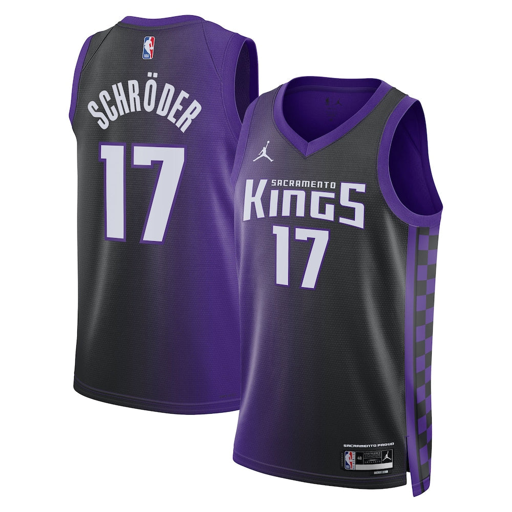 Sacramento Kings Jordan Brand Statement Edition Swingman Jersey Purple Dennis Schroder Unisex | Stitched Jersey RTJS 11964 - image 1