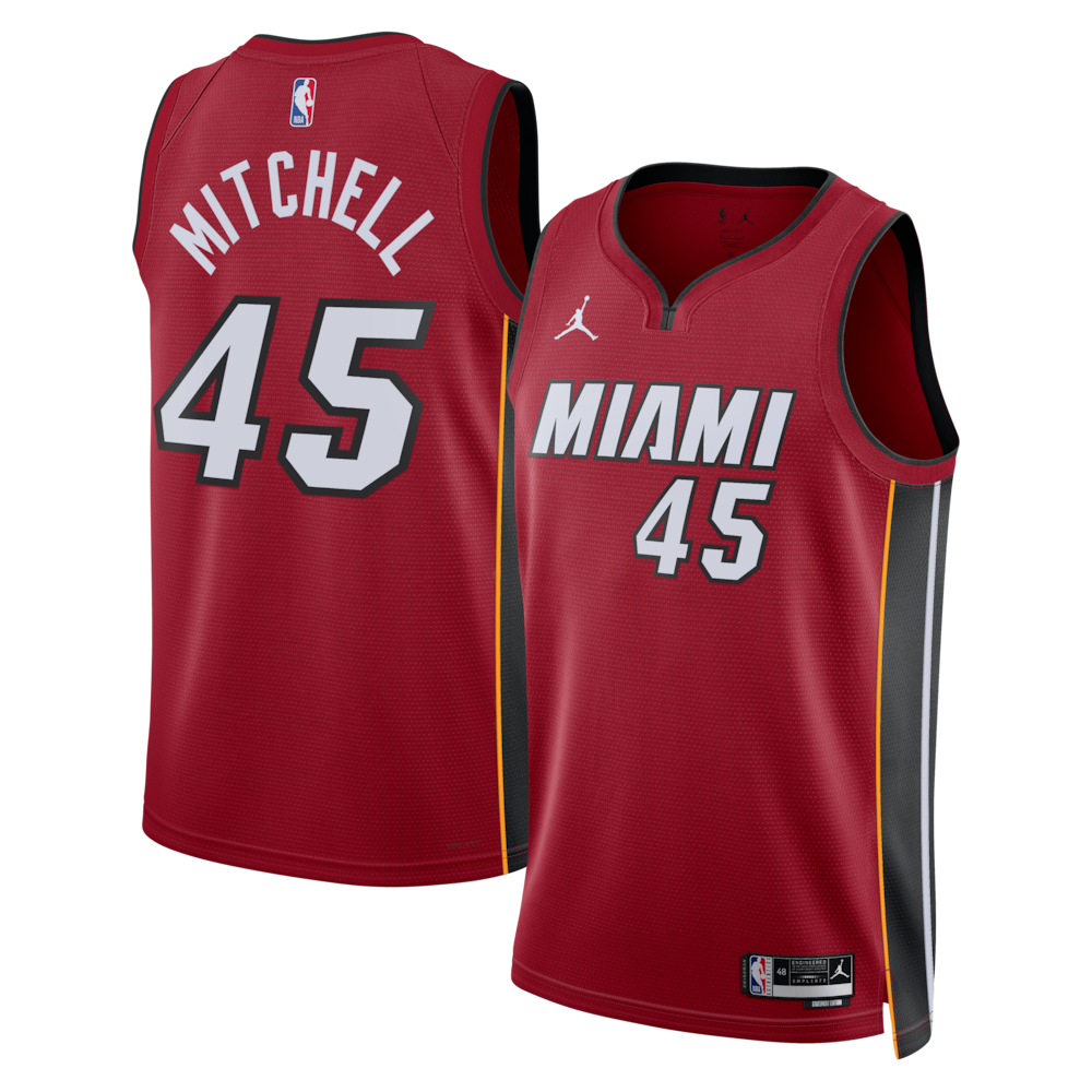 Miami Heat Jordan Brand Statement Edition Swingman Jersey Red Davion Mitchell Unisex | Stitched Jersey RTJS 11952 - image 1