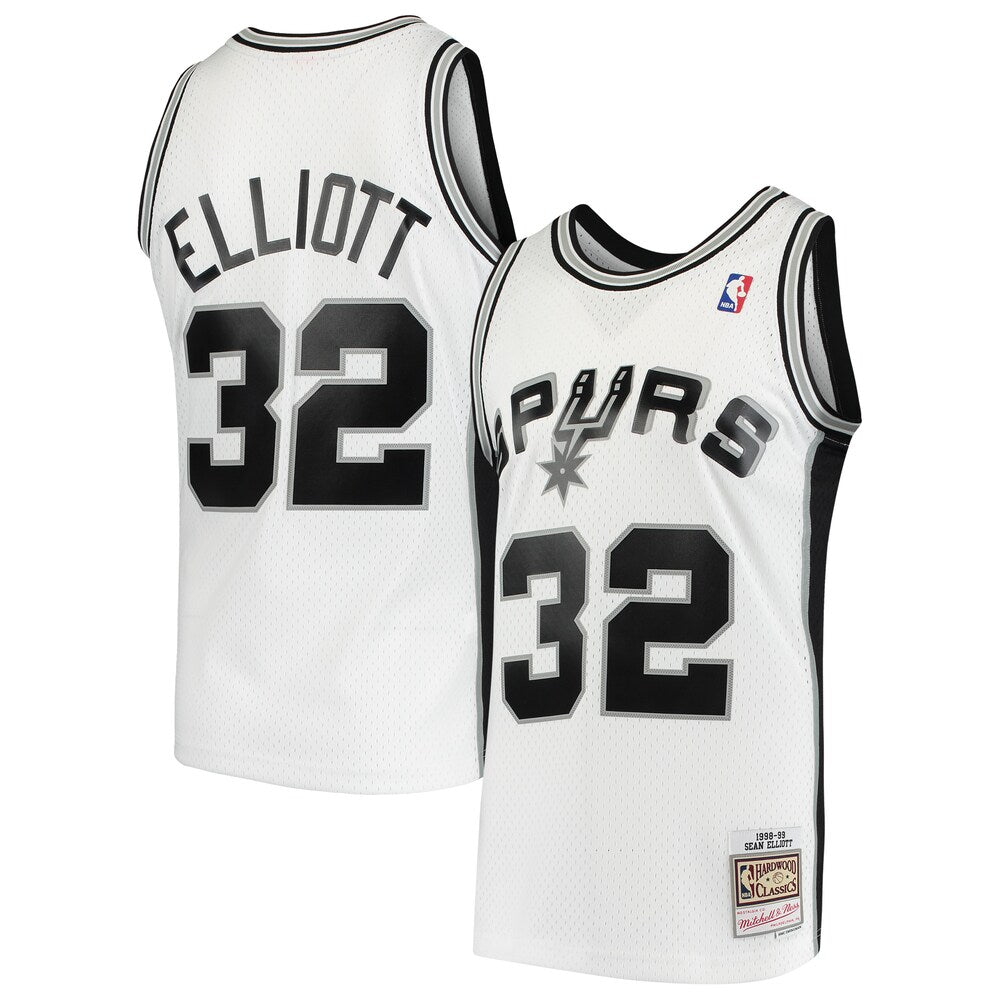 Sean Elliott White San Antonio Spurs 1998 99 Hardwood Classics Swingman Jersey | Stitched Jersey RTJS 11933 - image 1