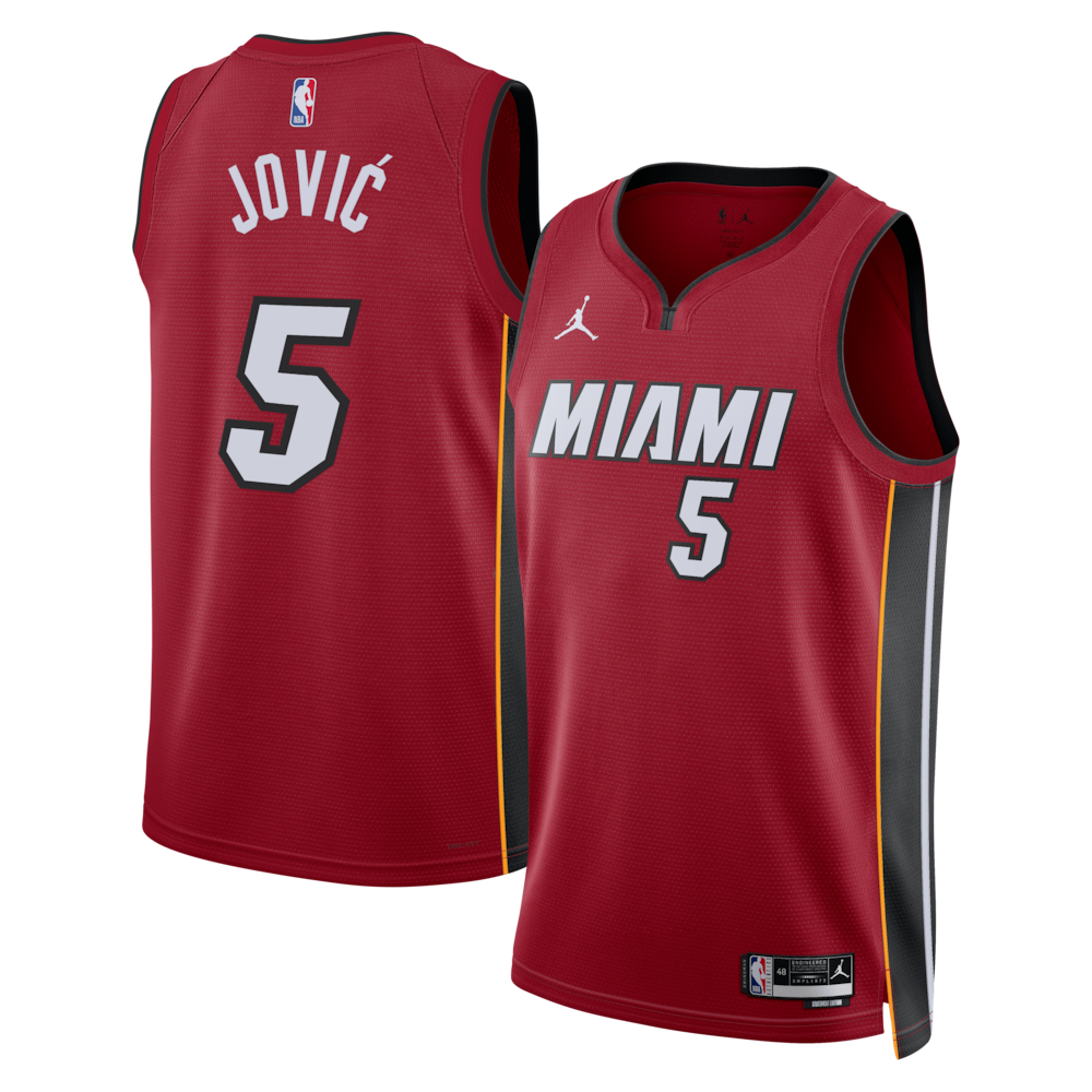 Miami Heat Jordan Brand Statement Edition Swingman Jersey Red Nikola Jovi Unisex | Stitched Jersey RTJS 11923 - image 1