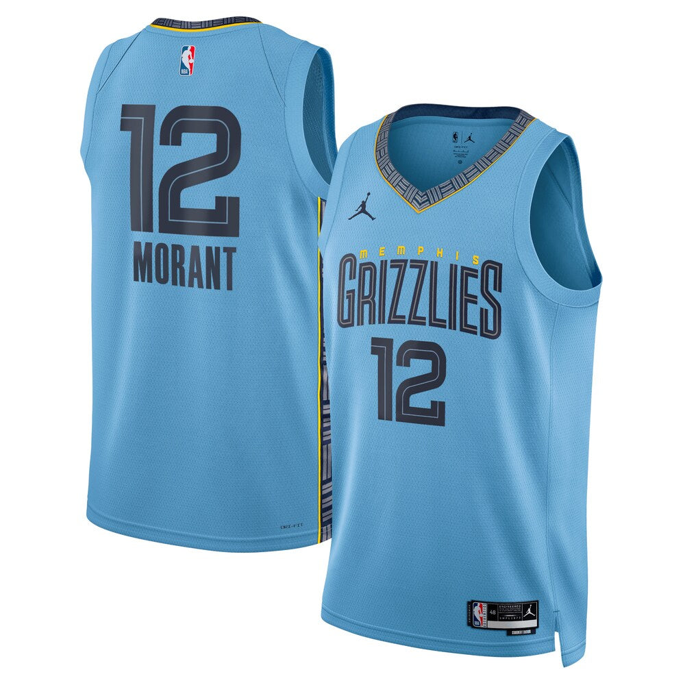Memphis Grizzlies Jordan Statement Edition Swingman Jersey Light Blue Ja Morant Unisex | Stitched Jersey RTJS 11898 - image 1