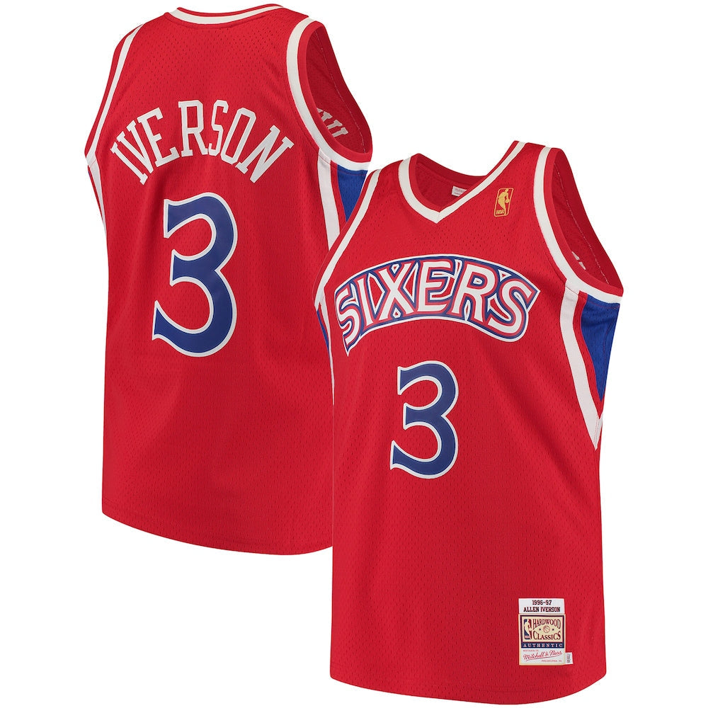 Allen Iverson Red Philadelphia 76Ers Hardwood Classics Jersey | Stitched Jersey RTJS 11884 - image 1