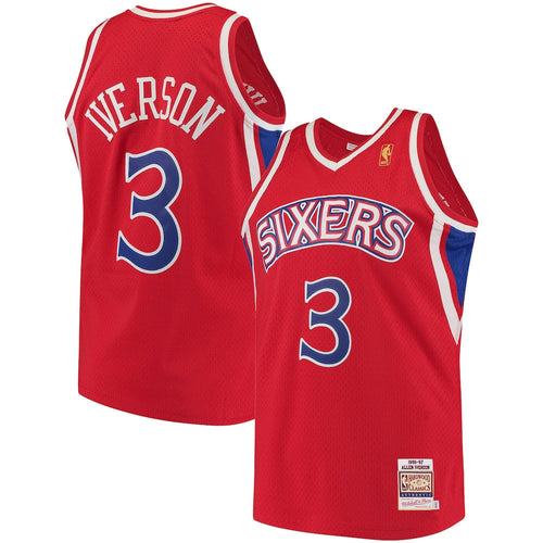 Allen Iverson Red Philadelphia 76Ers Hardwood Classics Jersey | Stitched Jersey RTJS 11884 - image 1