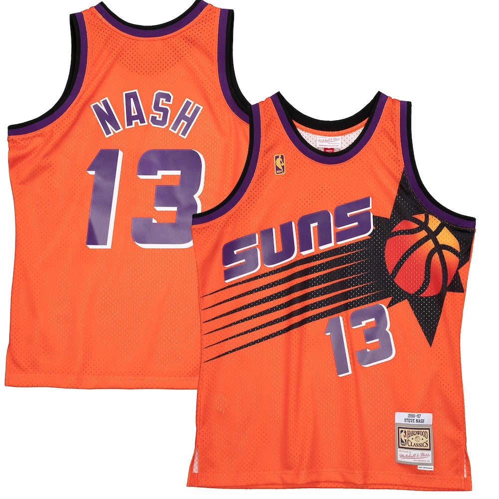 Steve Nash Orange Phoenix Suns 1996 97 Hardwood Classics Reload 20 Swingman Jersey | Stitched Jersey RTJS 11883 - image 1
