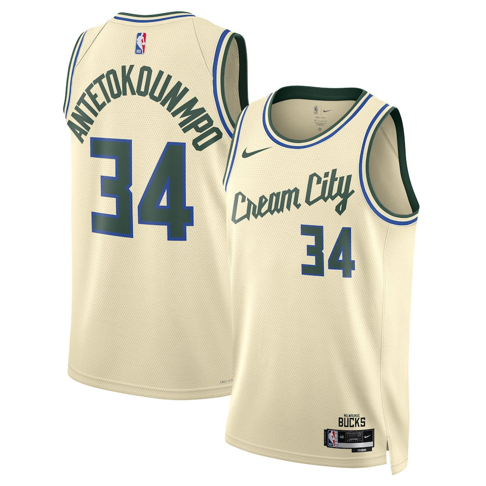 Milwaukee Bucks 2025-26 City Edition Swingman Jersey Cream Giannis Antetokounmpo Unisex | Stitched Jersey RTJS 11875 - image 1