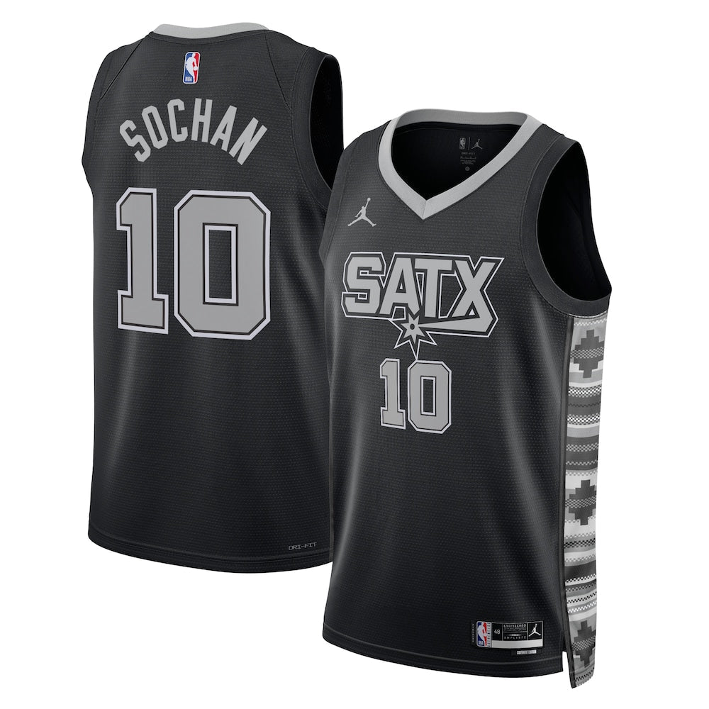 San Antonio Spurs Jordan Statement Edition Swingman Jersey Black Jeremy Sochan Unisex | Stitched Jersey RTJS 11847 - image 1