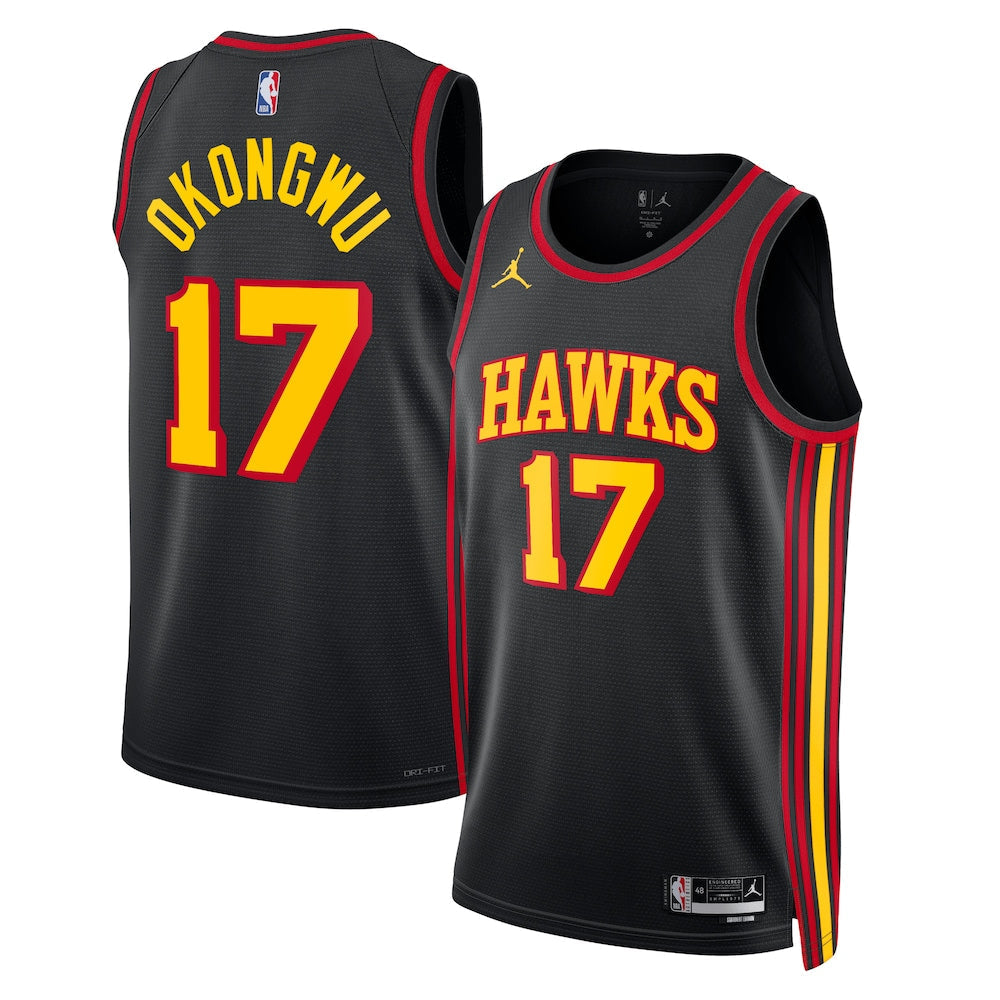 Atlanta Hawks Jordan Statement Edition Swingman Jersey Black Onyeka Okongwu Unisex | Stitched Jersey RTJS 11842 - image 1