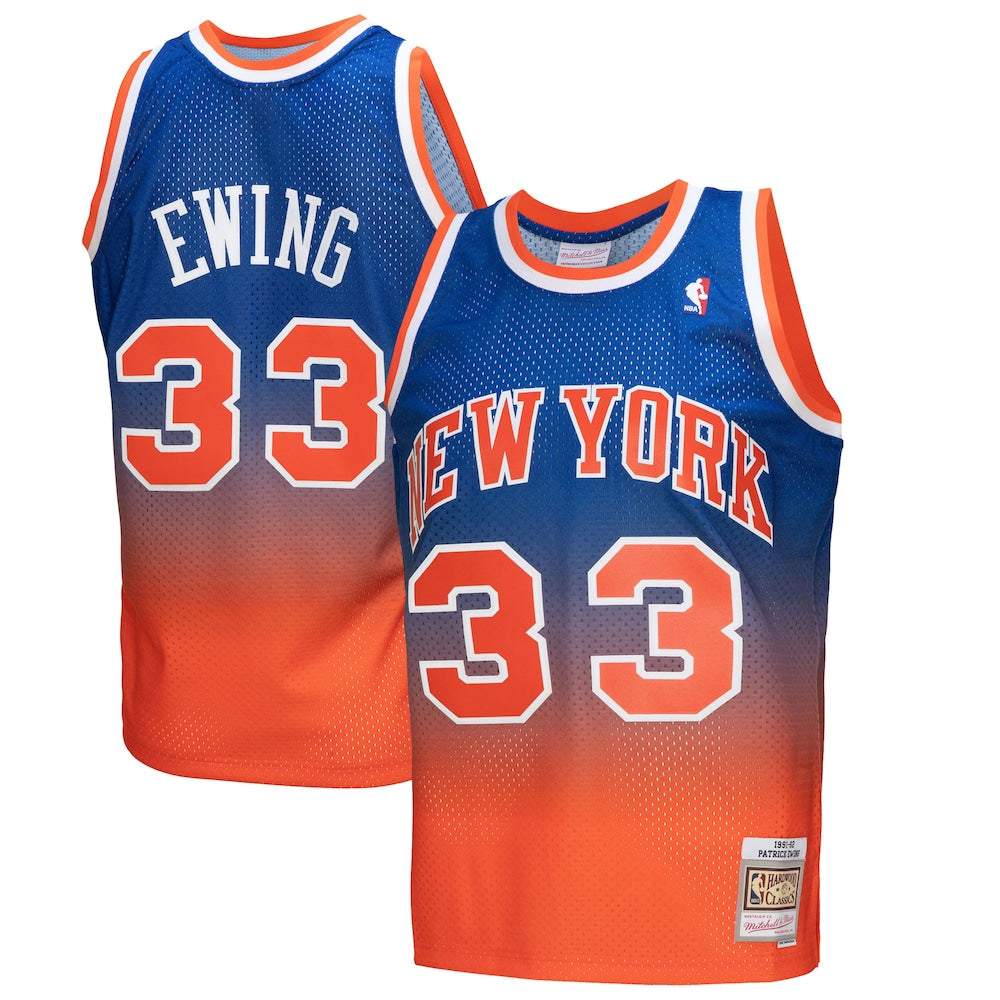 Patrick Ewing Orangeroyal New York Knicks 199192 Hardwood Classics Fadeaway Swingman Player Jersey | Stitched Jersey RTJS 11830 - image 1