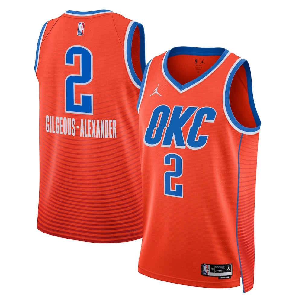 Oklahoma City Thunder Jordan Statement Edition Swingman Jersey Orange Shai Gilgeous Alexander Unisex | Stitched Jersey RTJS 11816 - image 1