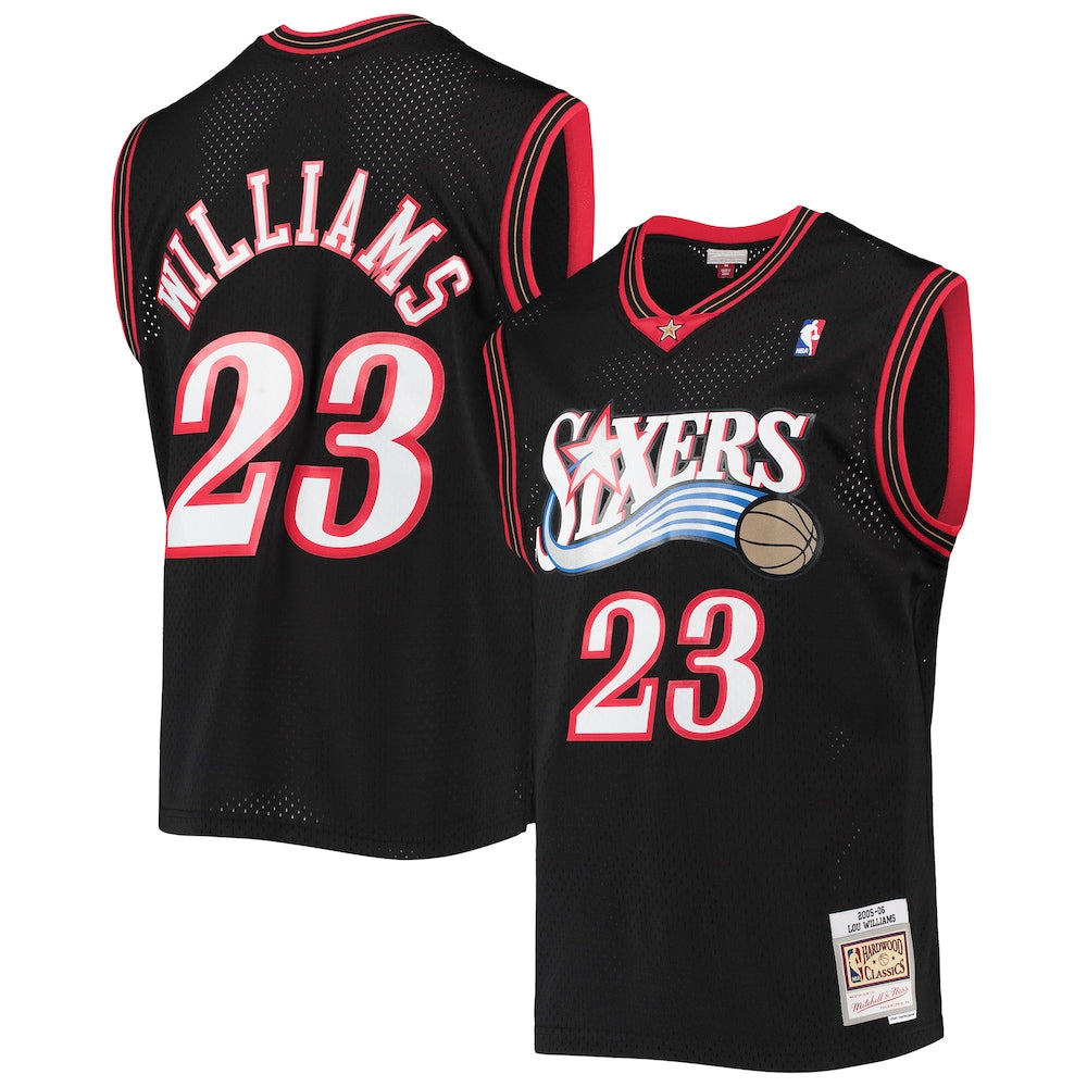 Lou Williams Black Philadelphia 76Ers 2005 06 Hardwood Classics Swingman Jersey | Stitched Jersey RTJS 11799 - image 1