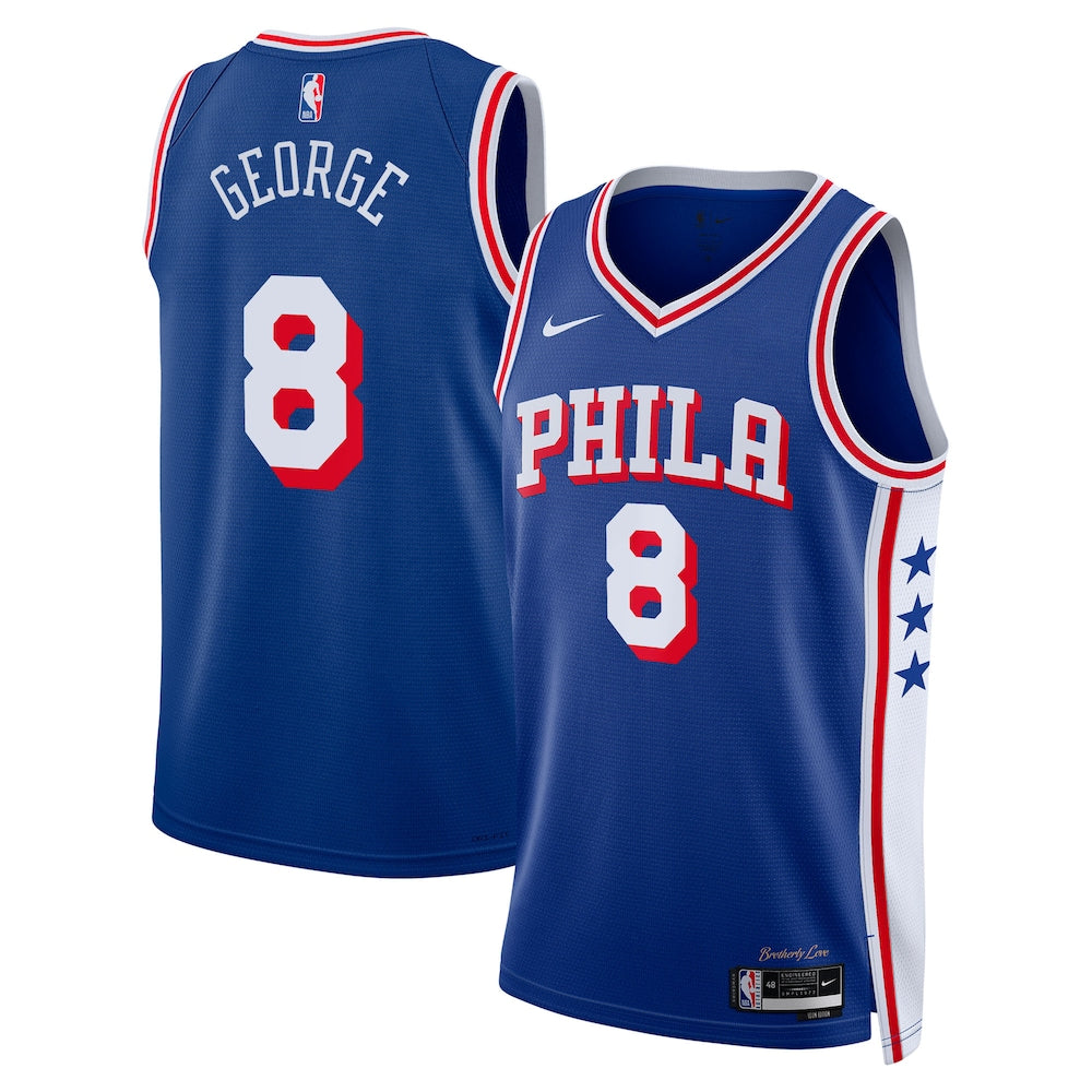 Philadelphia 76Ers Icon Edition Swingman Jersey Royal Paul George Unisex | Stitched Jersey RTJS 11792 - image 1