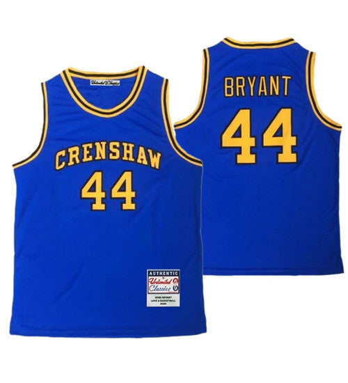 Lakers Kobe Bryant 44 Basketball Crenshaw High School College Basketball Jersey Blue | Stitched Jersey RTJS 3538 - image 1