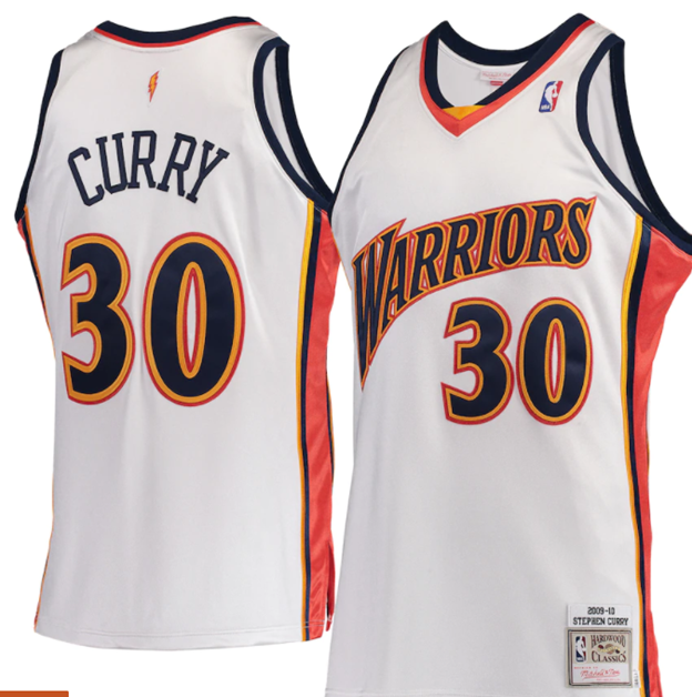 Golden State Warriors Stephen Curry White 2009-10 Hardwood Classics Swingman Jersey - image 1